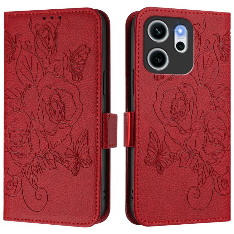For OPPO Reno14 F 5G Embossed Rose RFID Anti-theft Leather Phone Case