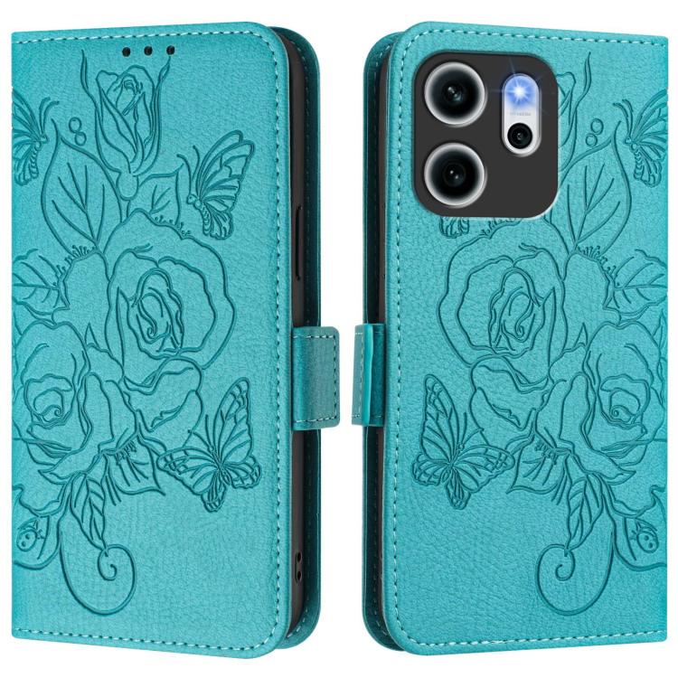 For OPPO Reno14 F 5G Embossed Rose RFID Anti-theft Leather Phone Case