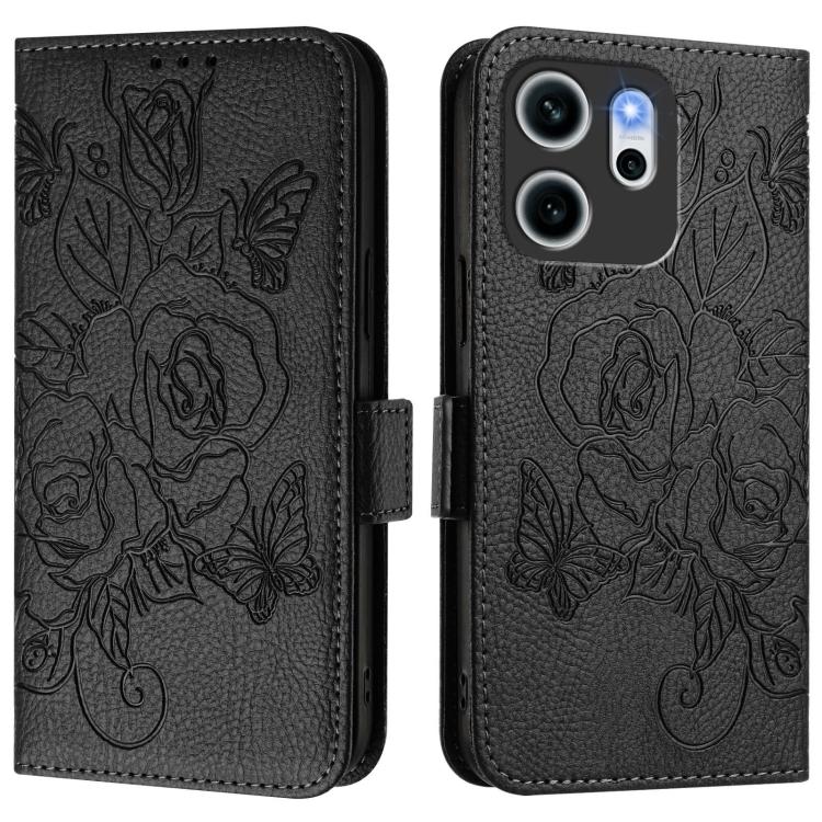 For OPPO Reno14 F 5G Embossed Rose RFID Anti-theft Leather Phone Case