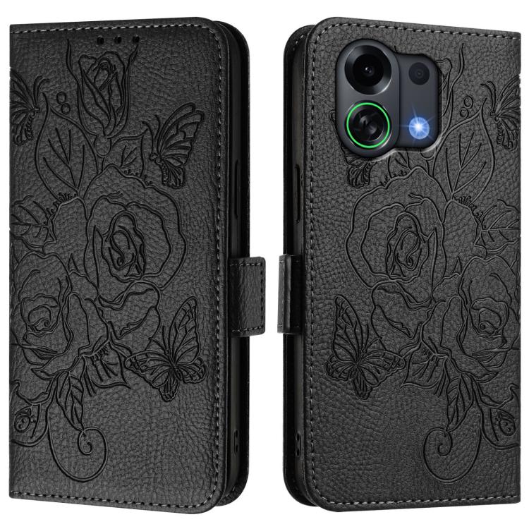 For OPPO K13 Turbo 5G Embossed Rose RFID Anti-theft Leather Phone Case