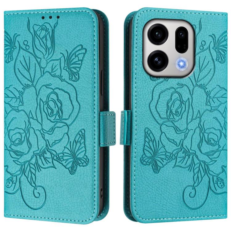For OPPO Find X9 Embossed Rose RFID Anti-theft Leather Phone Case