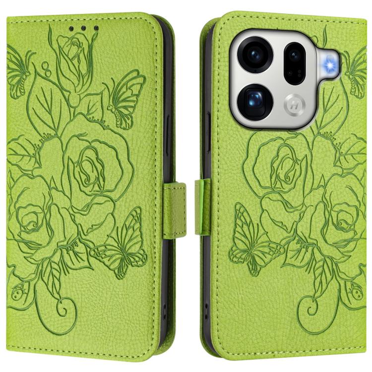 For OPPO Find X9 Pro Embossed Rose RFID Anti-theft Leather Phone Case