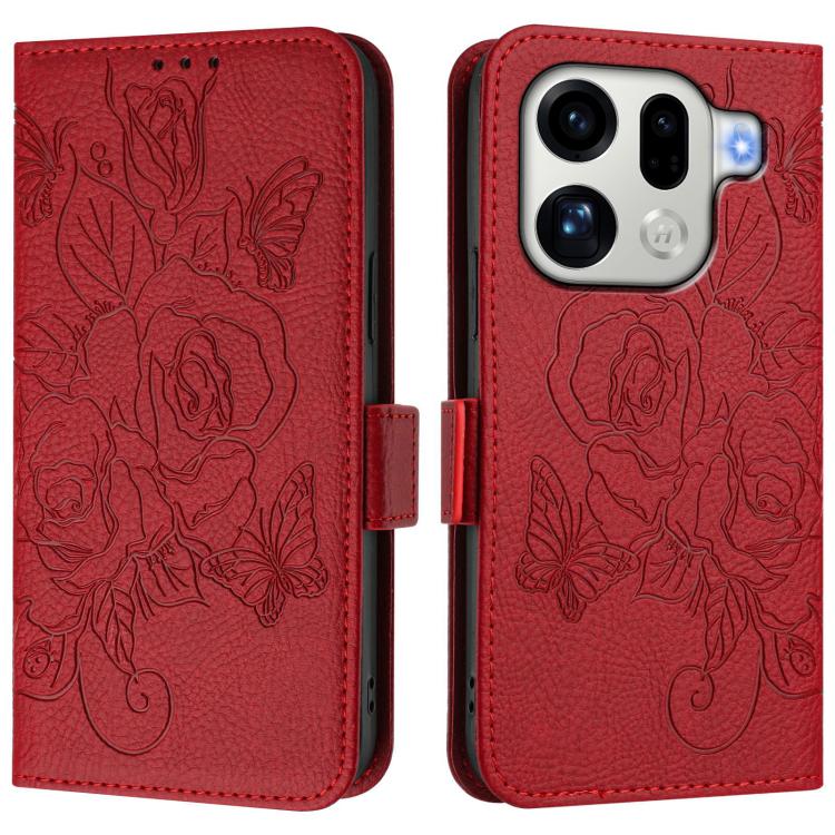 For OPPO Find X9 Pro Embossed Rose RFID Anti-theft Leather Phone Case