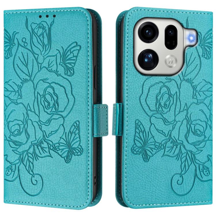 For OPPO Find X9 Pro Embossed Rose RFID Anti-theft Leather Phone Case
