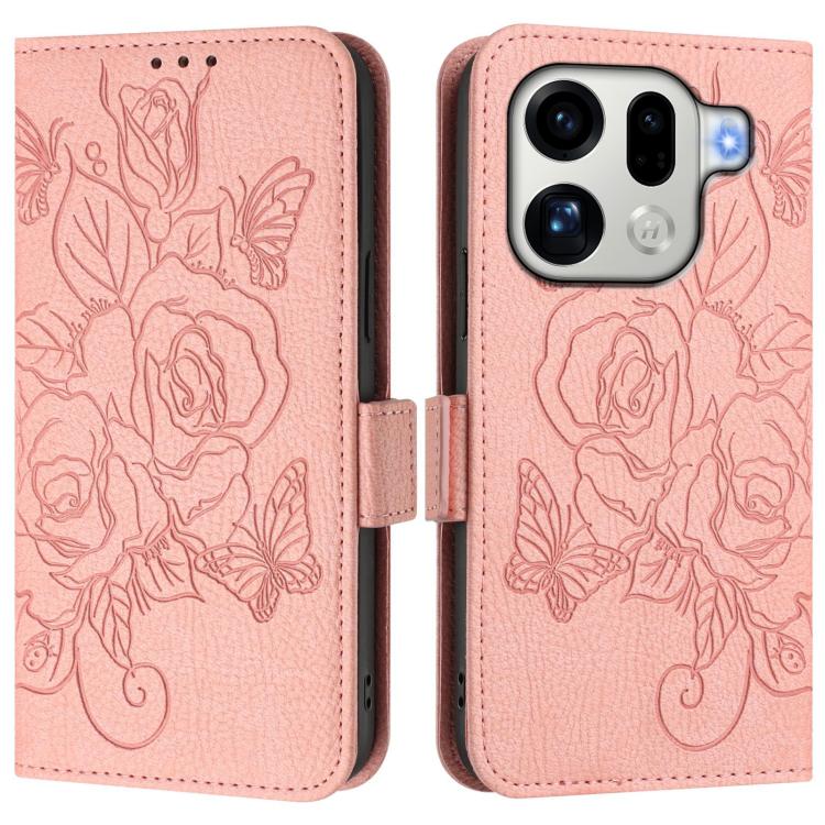 For OPPO Find X9 Pro Embossed Rose RFID Anti-theft Leather Phone Case