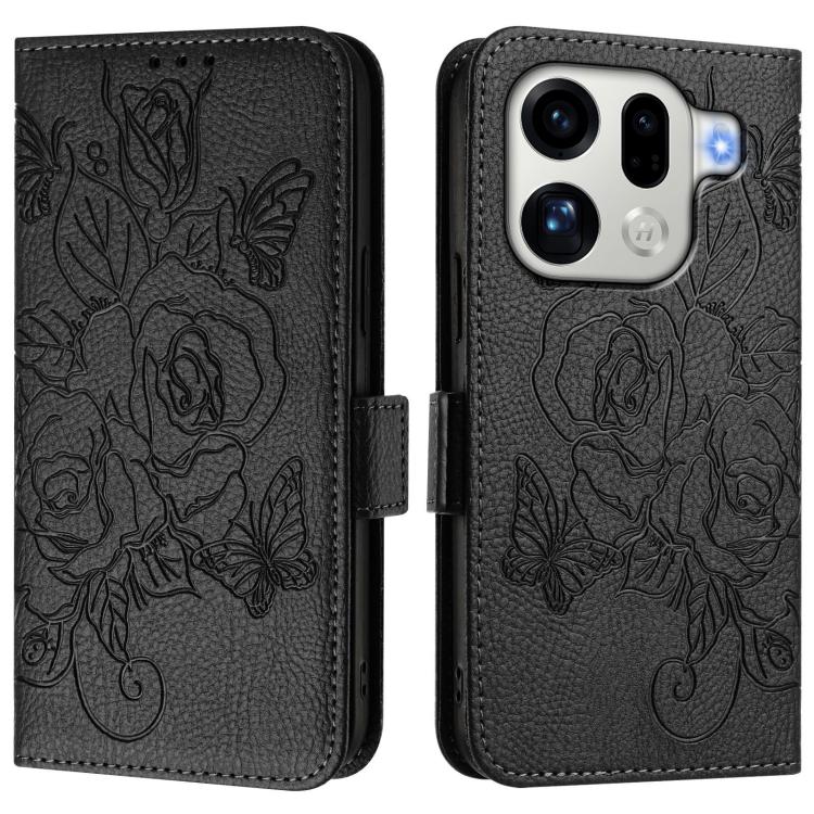For OPPO Find X9 Pro Embossed Rose RFID Anti-theft Leather Phone Case