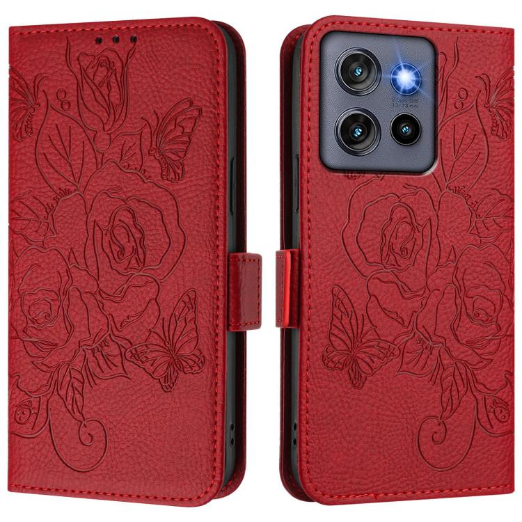 For Motorola Moto G Stylus 5G 2025 Embossed Rose RFID Anti-theft Leather Phone Case