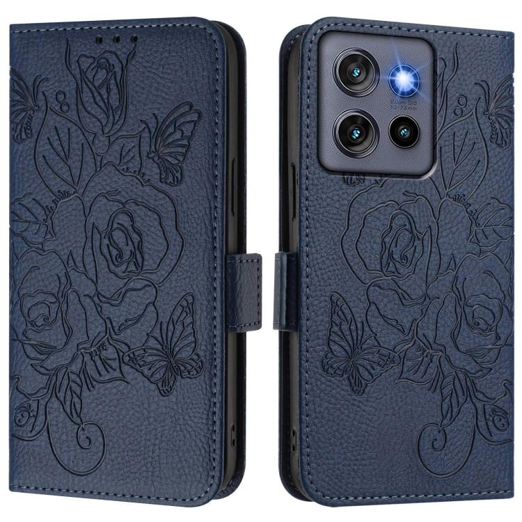 For Motorola Moto G Stylus 5G 2025 Embossed Rose RFID Anti-theft Leather Phone Case