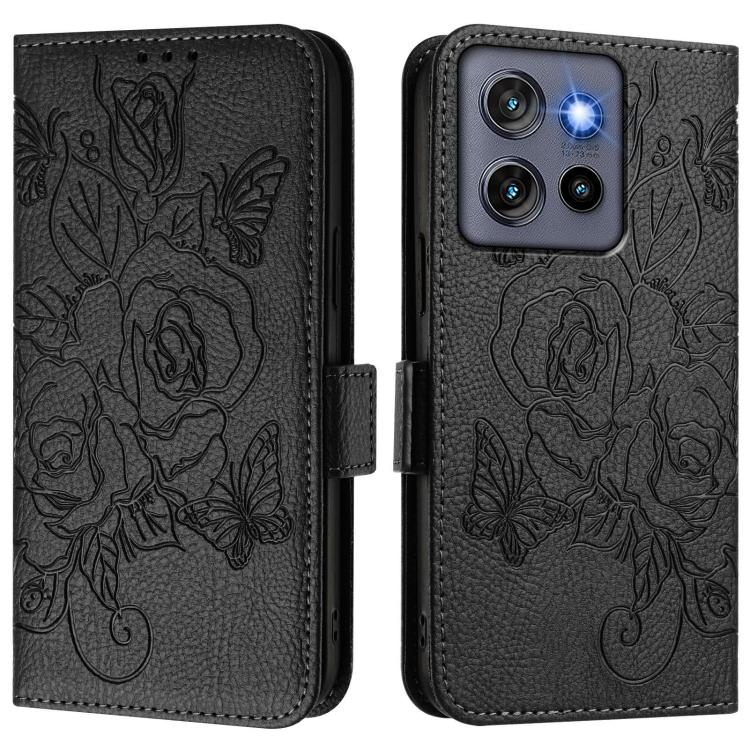 For Motorola Moto G Stylus 5G 2025 Embossed Rose RFID Anti-theft Leather Phone Case
