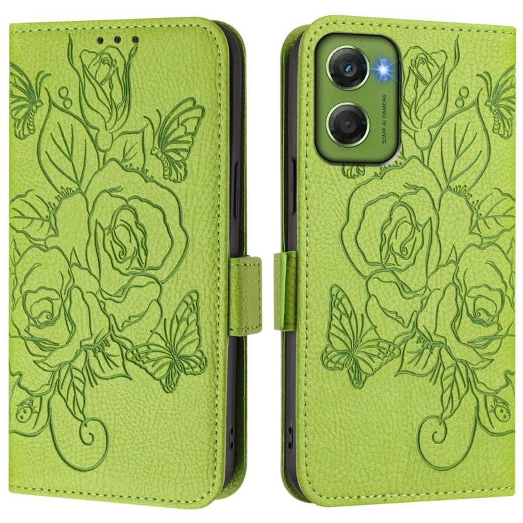 For Motorola Moto G06 4G Embossed Rose RFID Anti-theft Leather Phone Case