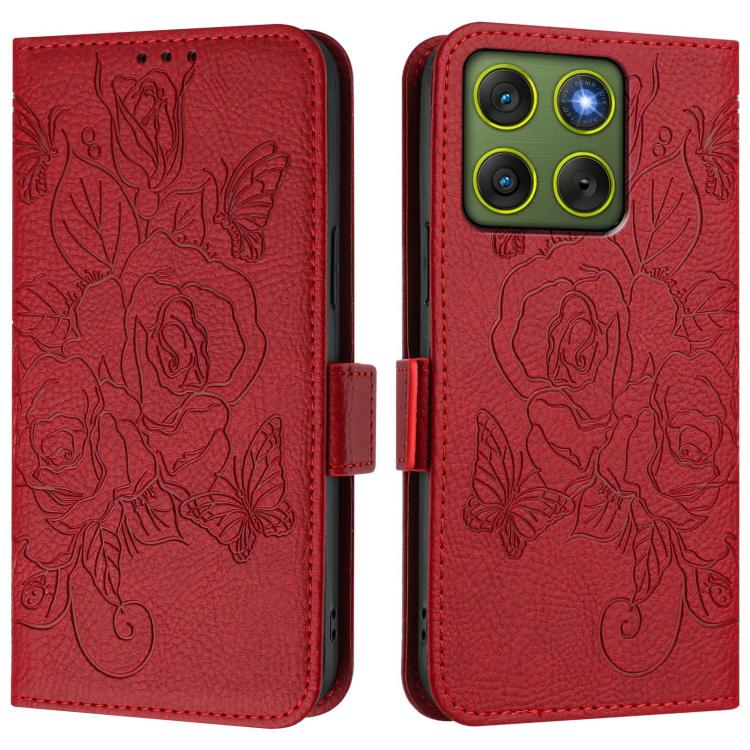 For Motorola Edge 70 5G Embossed Rose RFID Anti-theft Leather Phone Case