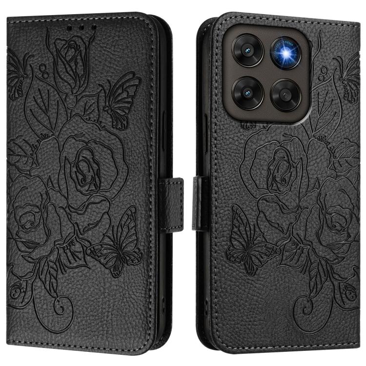 For Motorola Moto G87 5G / G77 5G / G67 5G Embossed Rose RFID Anti-theft Leather Phone Case
