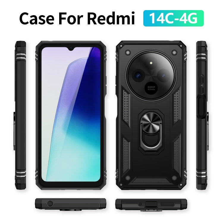 For Redmi 14C 4G Shockproof TPU + PC Phone Case with Holder