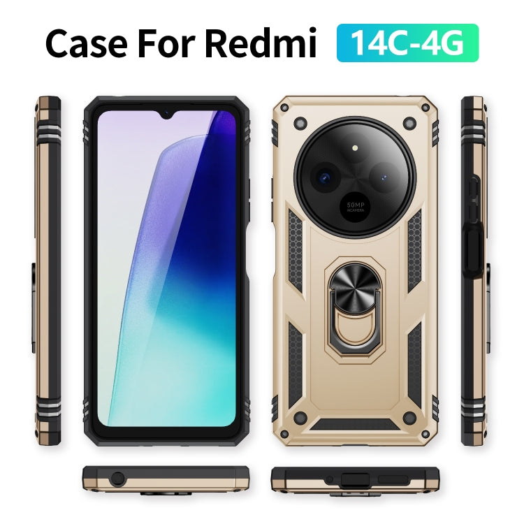 For Redmi 14C 4G Shockproof TPU + PC Phone Case with Holder