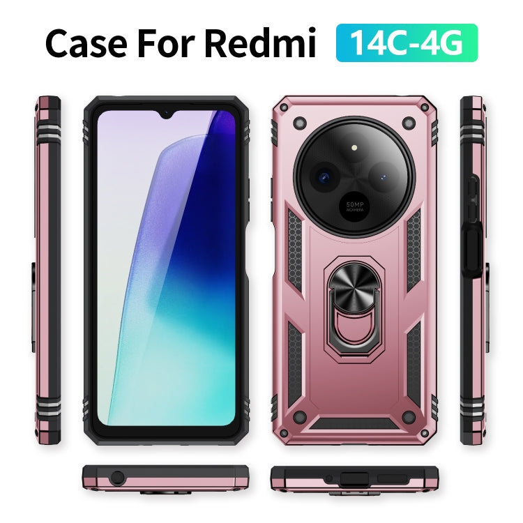 For Redmi 14C 4G Shockproof TPU + PC Phone Case with Holder