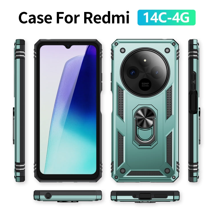For Redmi 14C 4G Shockproof TPU + PC Phone Case with Holder