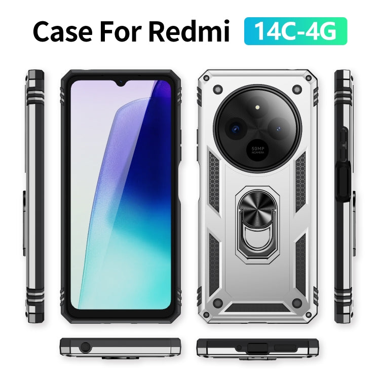 For Redmi 14C 4G Shockproof TPU + PC Phone Case with Holder