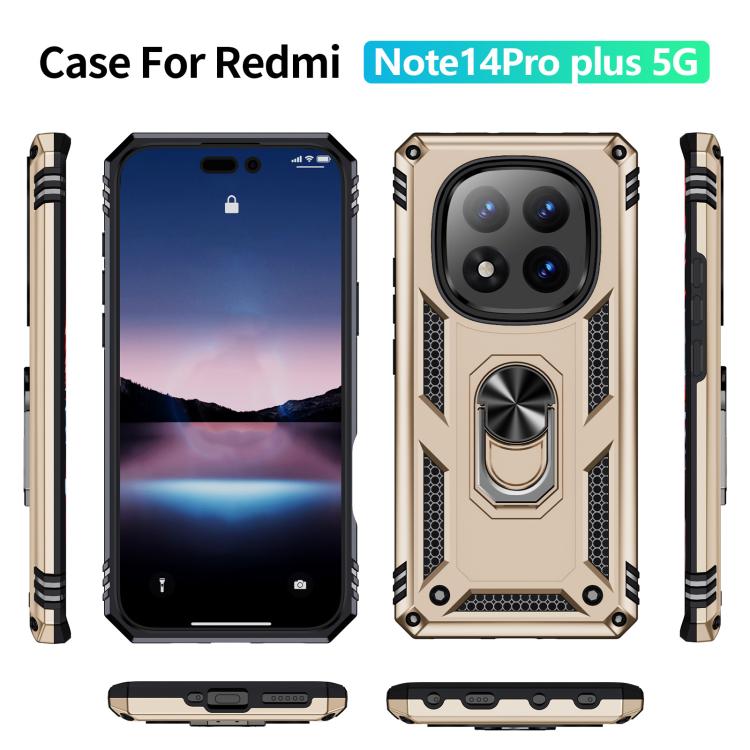 For Redmi Note 14 Pro+ 5G Shockproof TPU + PC Phone Case with Holder