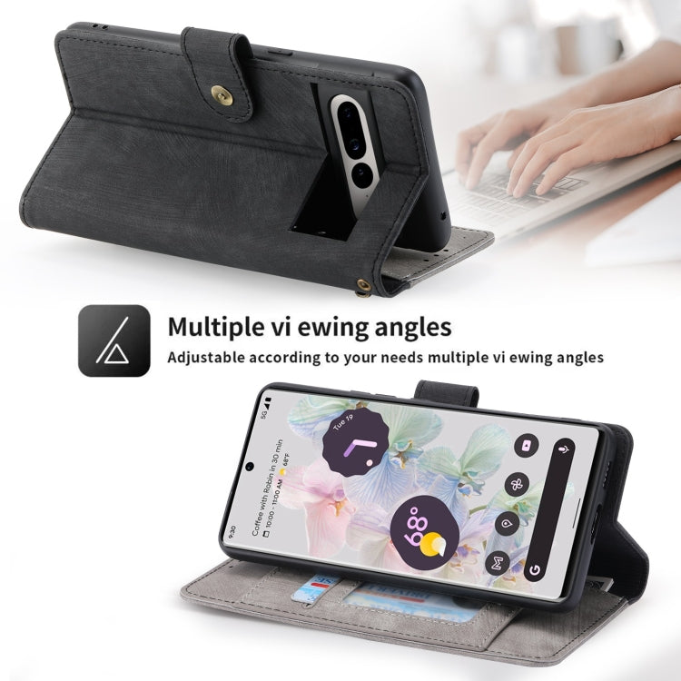 For Google Pixel 7 POLA Dual-color Zipper Wallet RFID Leather Phone Case