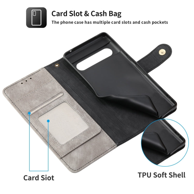 For Google Pixel 7 POLA Dual-color Zipper Wallet RFID Leather Phone Case