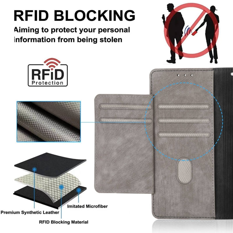 For Google Pixel 7 POLA Dual-color Zipper Wallet RFID Leather Phone Case