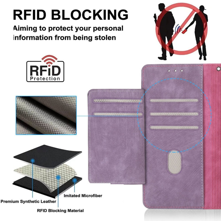 For Google Pixel 7 POLA Dual-color Zipper Wallet RFID Leather Phone Case