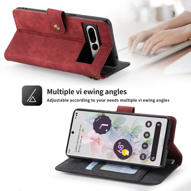 For Google Pixel 7 Pro POLA Dual-color Zipper Wallet RFID Leather Phone Case