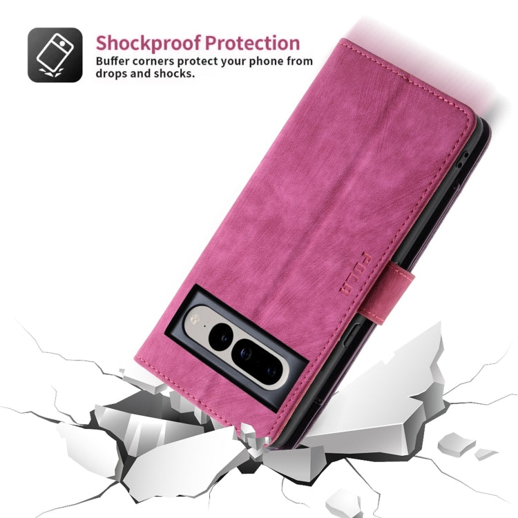 For Google Pixel 7 Pro POLA Dual-color Zipper Wallet RFID Leather Phone Case
