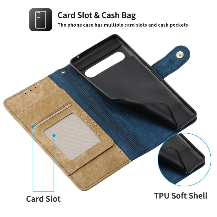 For Google Pixel 7 Pro POLA Dual-color Zipper Wallet RFID Leather Phone Case