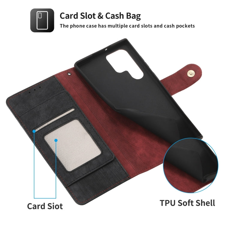 For Samsung Galaxy S22 Ultra 5G POLA Dual-color Zipper Wallet RFID Leather Phone Case