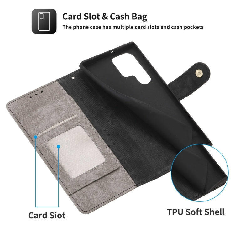 For Samsung Galaxy S22 Ultra 5G POLA Dual-color Zipper Wallet RFID Leather Phone Case