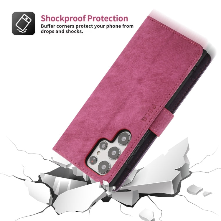 For Samsung Galaxy S22 Ultra 5G POLA Dual-color Zipper Wallet RFID Leather Phone Case