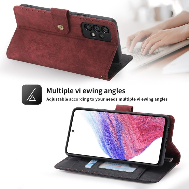 For Samsung Galaxy A53 POLA Dual-color Zipper Wallet RFID Leather Phone Case