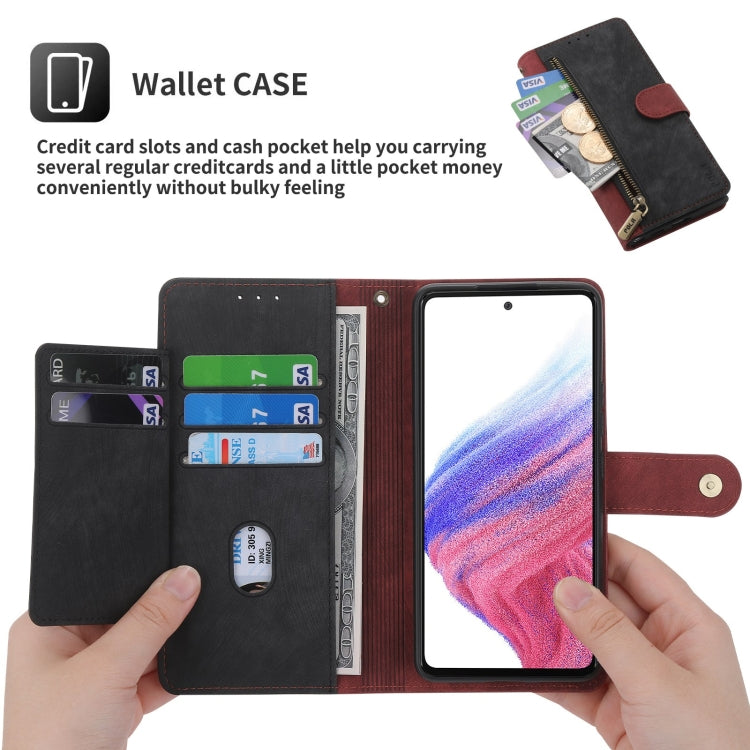 For Samsung Galaxy A53 POLA Dual-color Zipper Wallet RFID Leather Phone Case