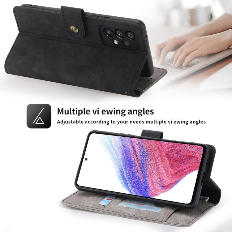 For Samsung Galaxy A53 POLA Dual-color Zipper Wallet RFID Leather Phone Case