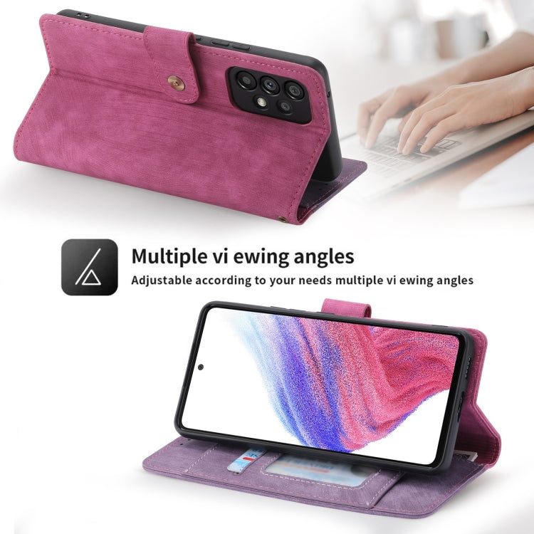 For Samsung Galaxy A53 POLA Dual-color Zipper Wallet RFID Leather Phone Case
