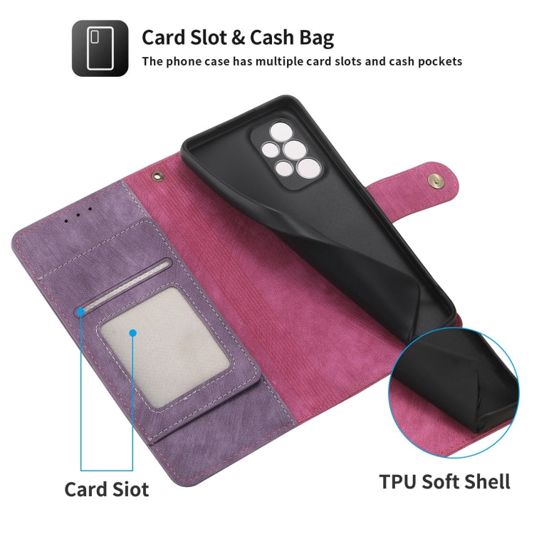 For Samsung Galaxy A53 POLA Dual-color Zipper Wallet RFID Leather Phone Case