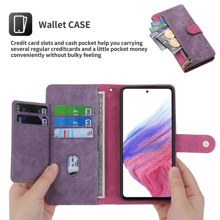 For Samsung Galaxy A53 POLA Dual-color Zipper Wallet RFID Leather Phone Case