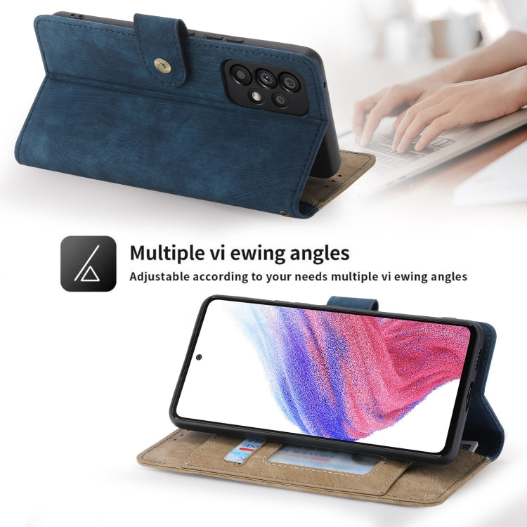 For Samsung Galaxy A53 POLA Dual-color Zipper Wallet RFID Leather Phone Case