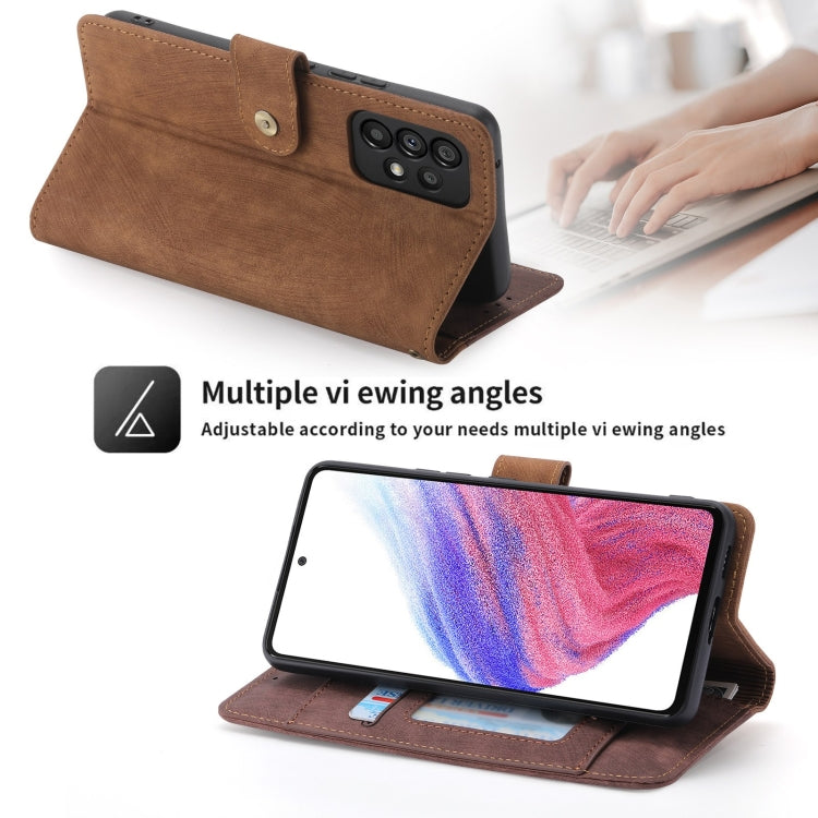 For Samsung Galaxy A53 POLA Dual-color Zipper Wallet RFID Leather Phone Case