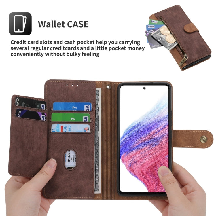 For Samsung Galaxy A53 POLA Dual-color Zipper Wallet RFID Leather Phone Case