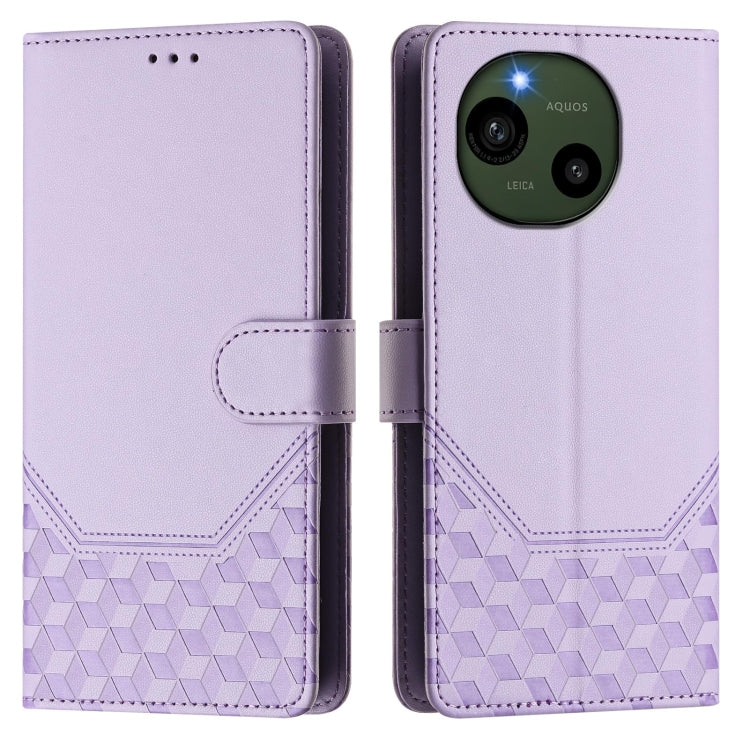 For Sharp Aquos R9 Honeycomb Embossing RFID Leather Phone Case