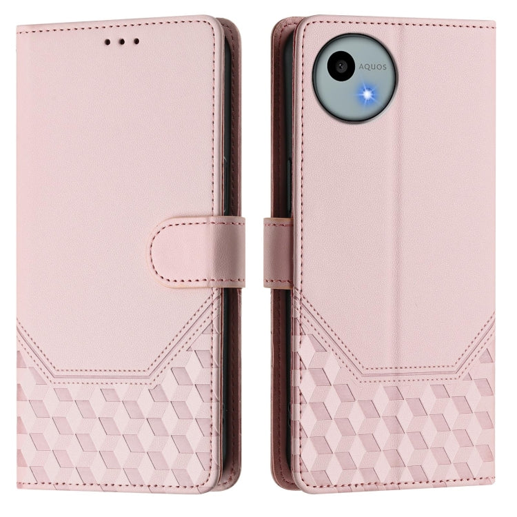 For Sharp Aquos Wish 4 Honeycomb Embossing RFID Leather Phone Case