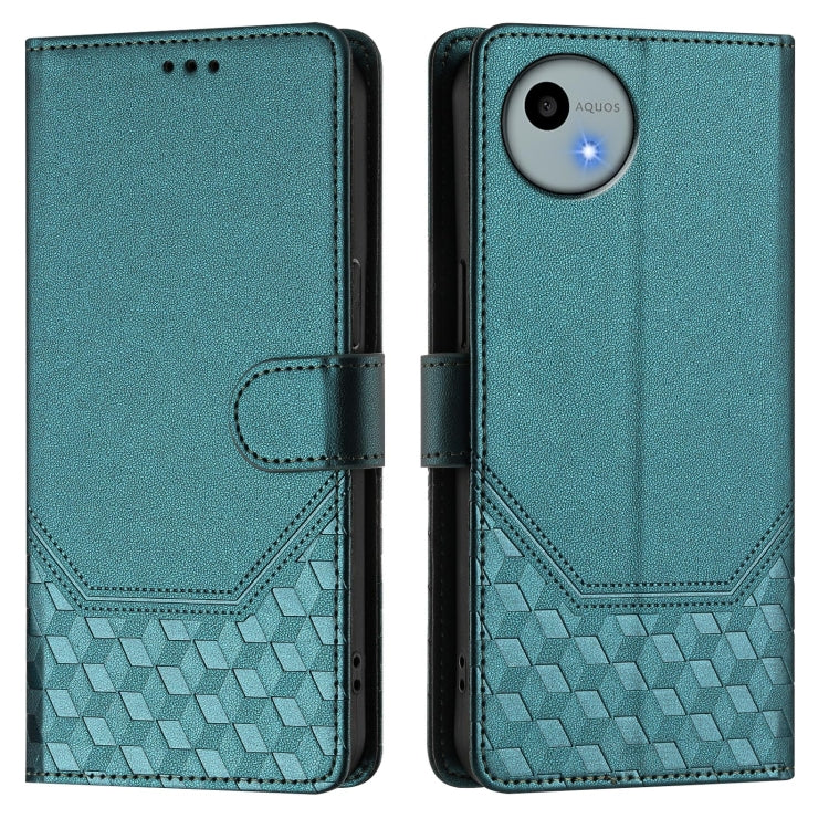 For Sharp Aquos Wish 4 Honeycomb Embossing RFID Leather Phone Case