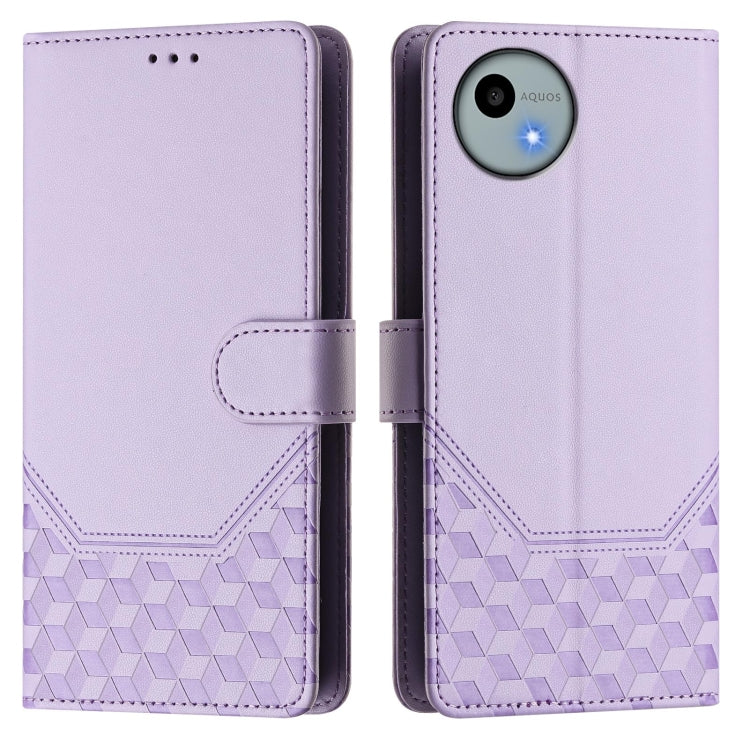 For Sharp Aquos Wish 4 Honeycomb Embossing RFID Leather Phone Case