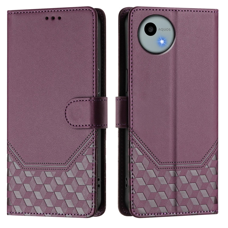 For Sharp Aquos Wish 4 Honeycomb Embossing RFID Leather Phone Case