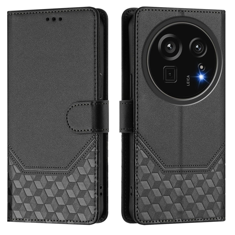 For Sharp Aquos R9 Pro Honeycomb Embossing RFID Leather Phone Case