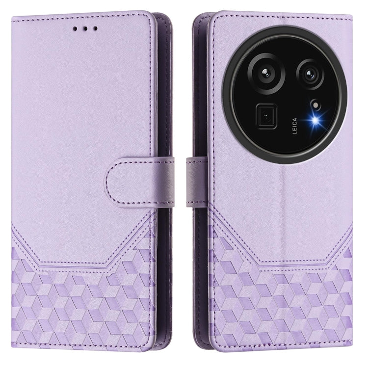 For Sharp Aquos R9 Pro Honeycomb Embossing RFID Leather Phone Case
