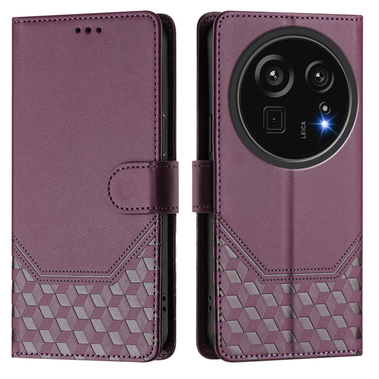 For Sharp Aquos R9 Pro Honeycomb Embossing RFID Leather Phone Case