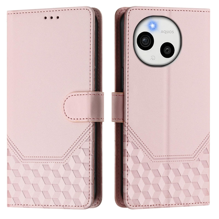 For Sharp Aquos Sense9 Plus Honeycomb Embossing RFID Leather Phone Case
